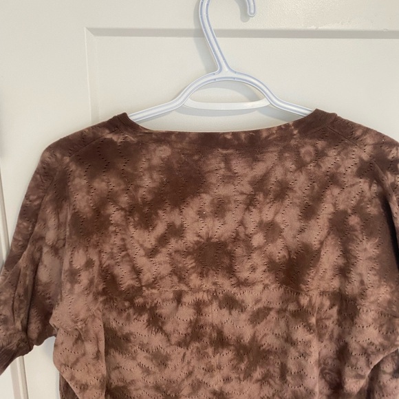 Rig Utility Neutral Brown Cotton Tie Dye Half Sleeve Open Cardigan Size Medium - Picture 9 of 10